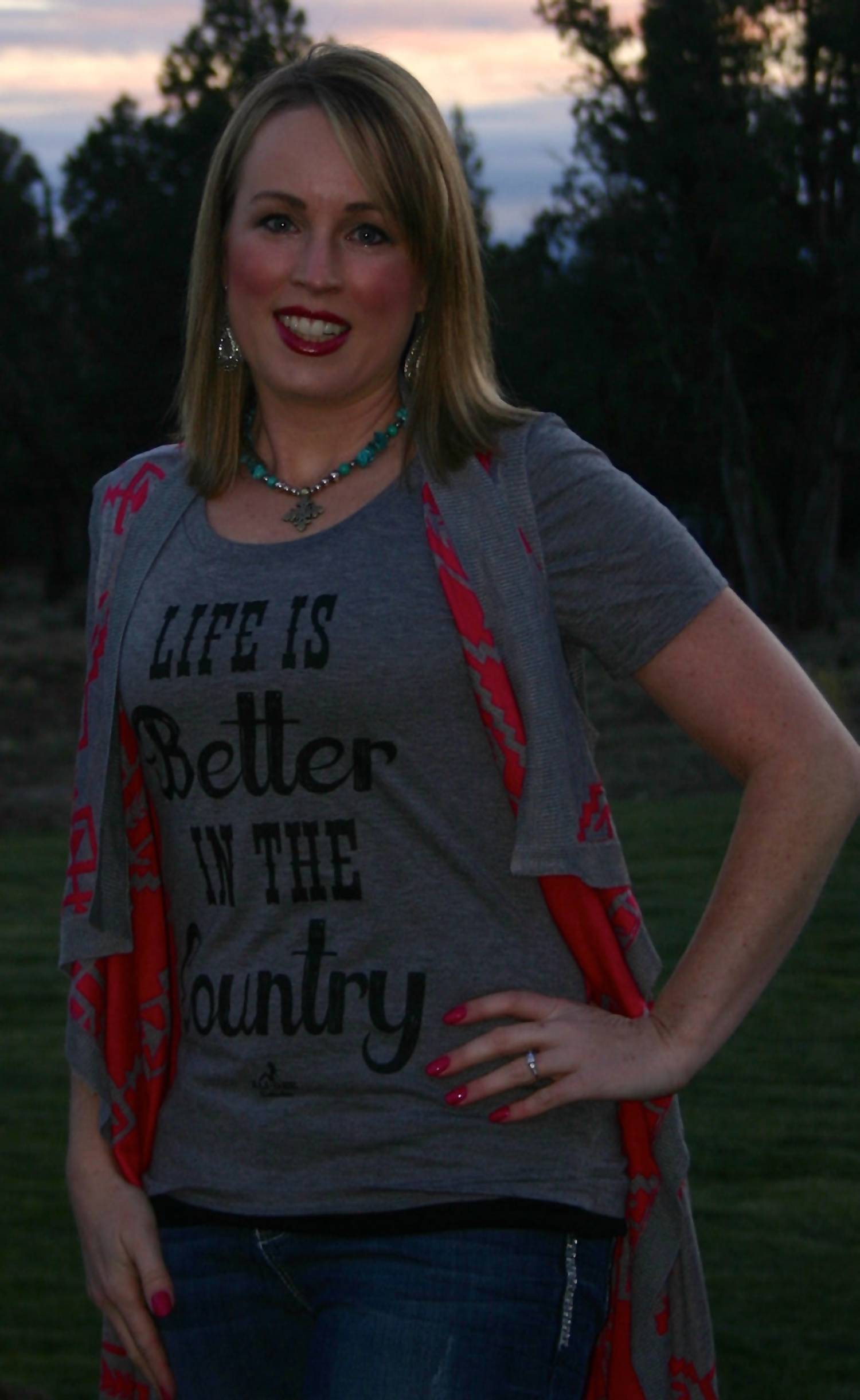 Ali Dee Wholesale Life Is Better In The Country Tee in the country tee in gray - women's t-shirt - alternate view