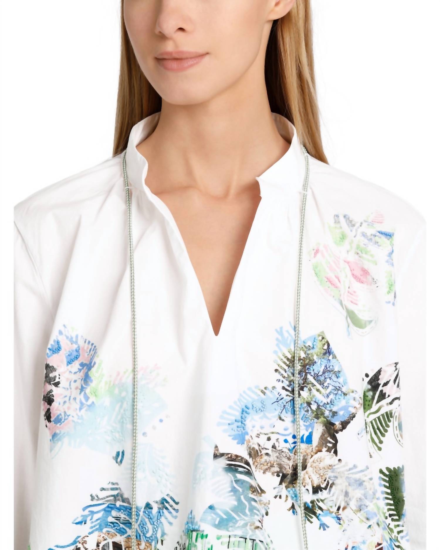 Marc Cain - V-neck Beaded Print Blouse