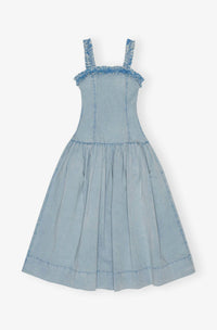 Ganni - Washed Stretch Cotton Strap Corset Long Dress