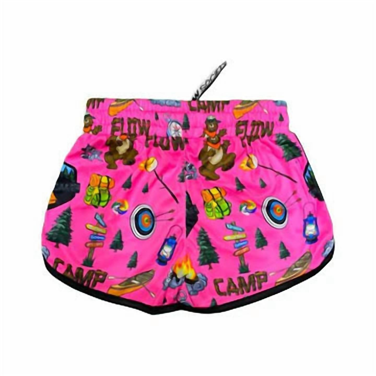 Flow Society Girls' Camp Lacrosse Shorts in pink - kids' shorts - detail view