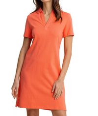 SOUTHERN TIDE Demi Solid Short Sleeve Polo Dress in sunset coral - women's dress