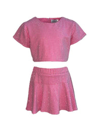 Lola + The Boys - Girl's Taylor Crystal Crop Top Skirt Set