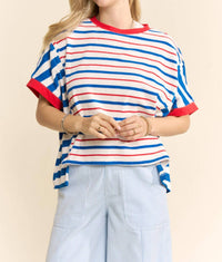 Davi & Dani - Striped Short Sleeve Boxy Tee