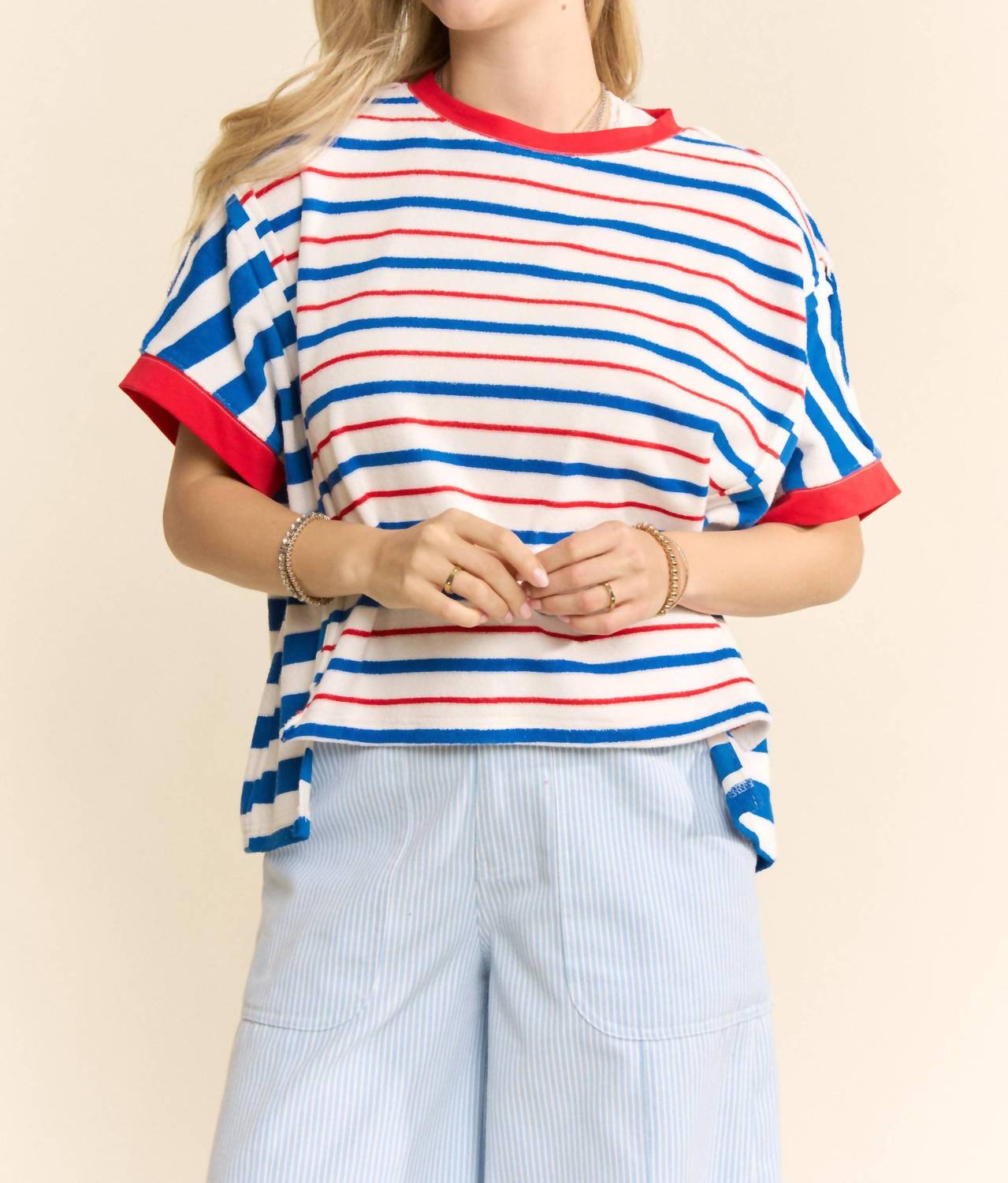 Davi & Dani - Striped Short Sleeve Boxy Tee