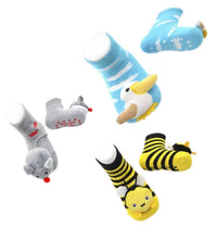 Liventi Inc. Kids Boogie Toe Rattle Socks - Set Of 3 in baby pelican mouse bumblebee - kids' accessory - detail view