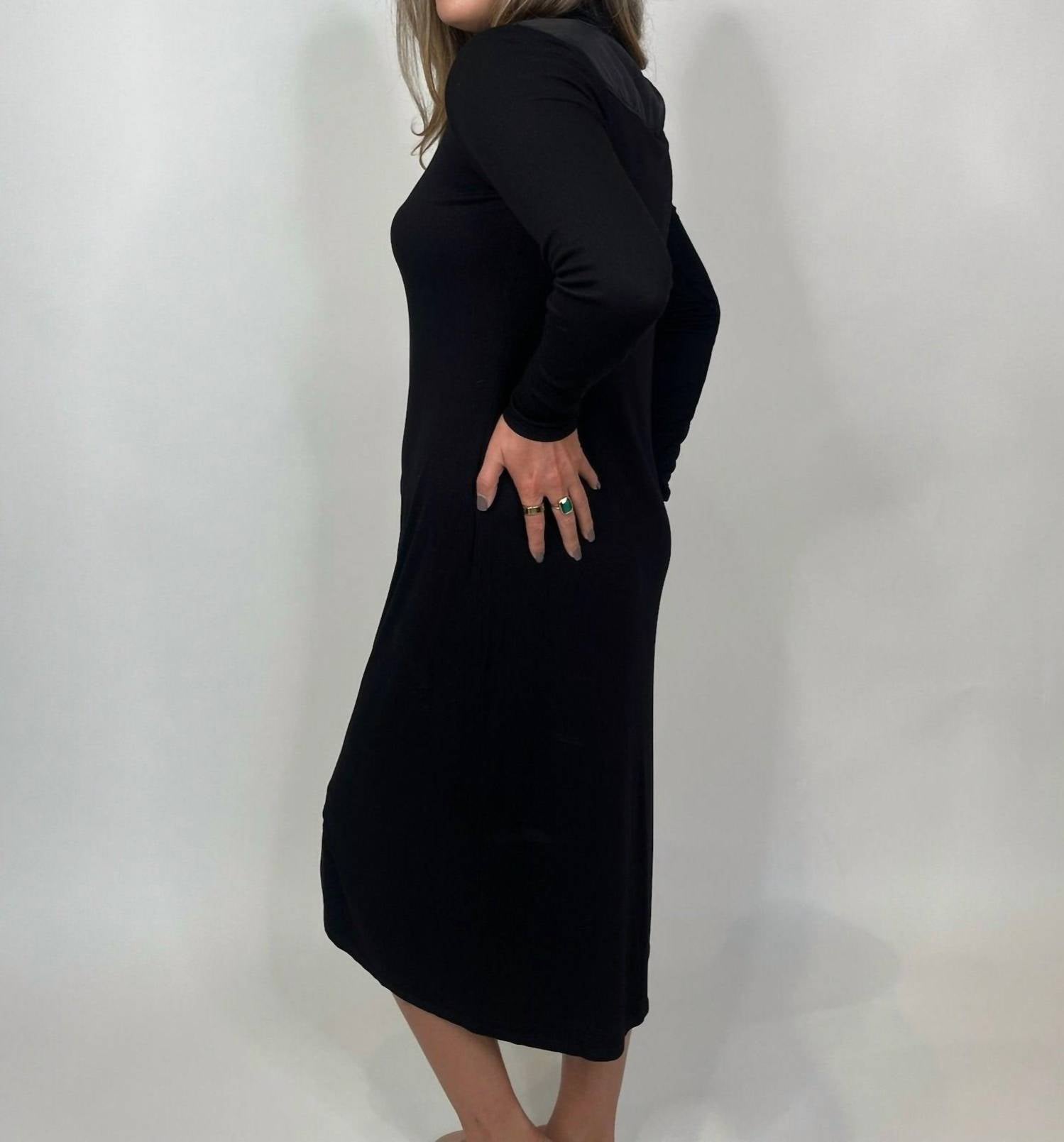 Bella Dahl Rib Button Down Shirt in black - women's dress - alternate view
