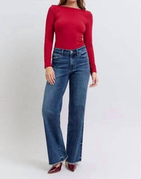 Judy Blue - Raw Hem Mid Rise Jeans