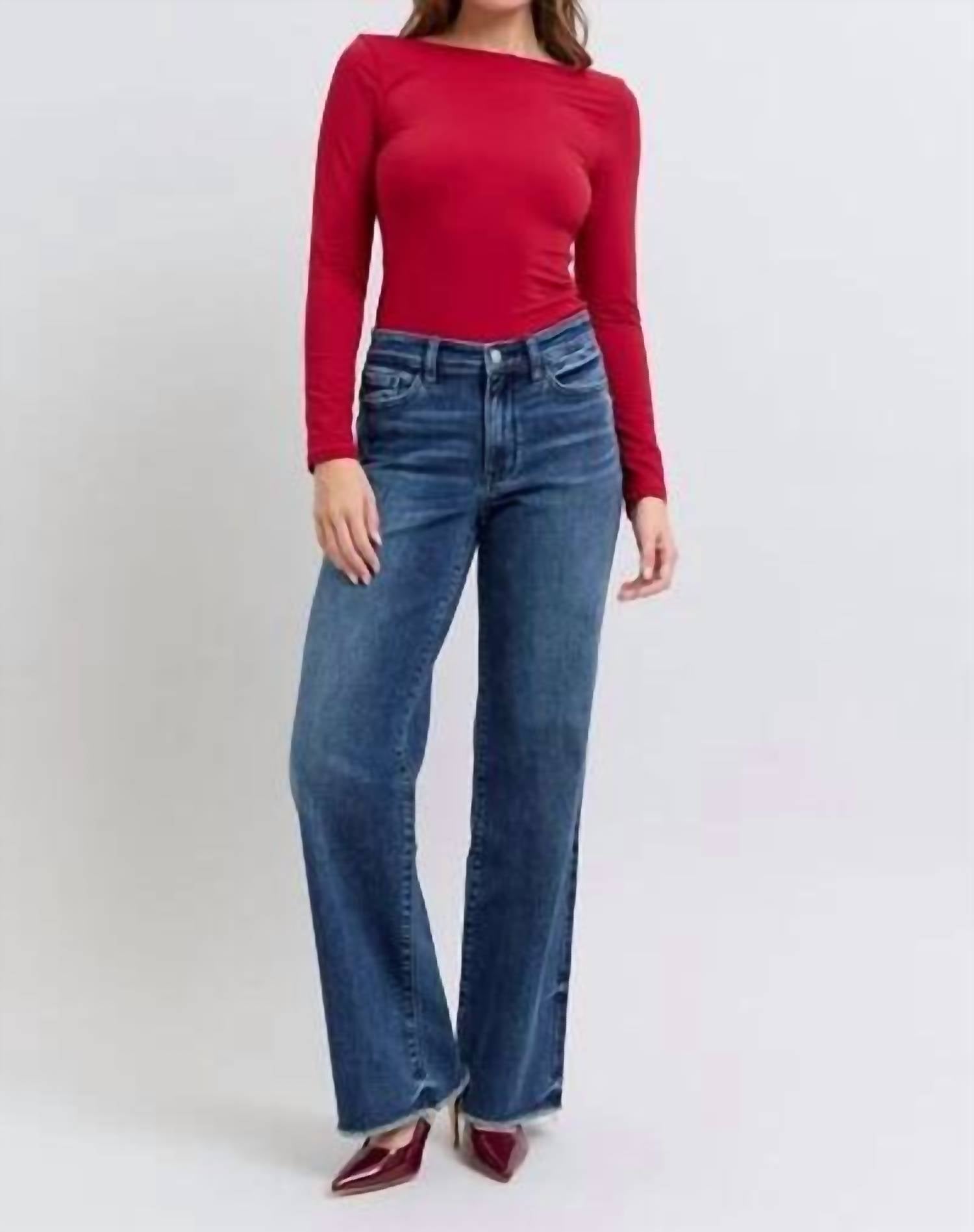 Judy Blue - Raw Hem Mid Rise Jeans