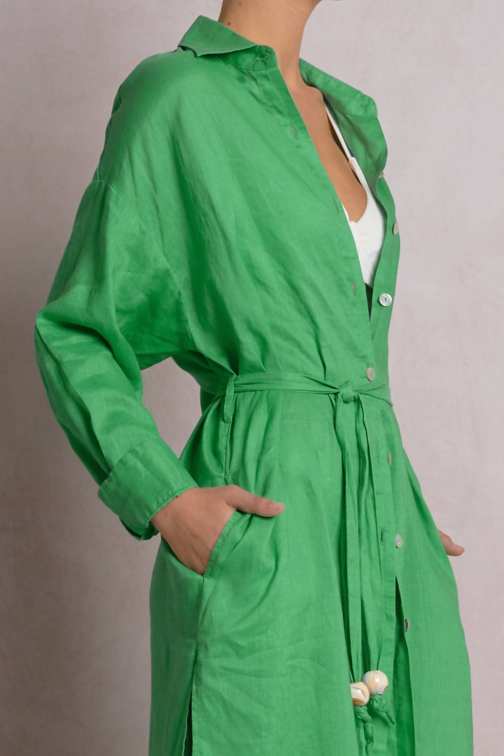 Elan - Linen Maxi Shirt Dress