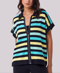 Angel Apparel - Stripe Knit Zip-up Top