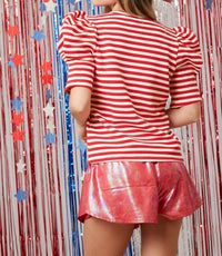 Peach Love - America Puff Sleeve Top