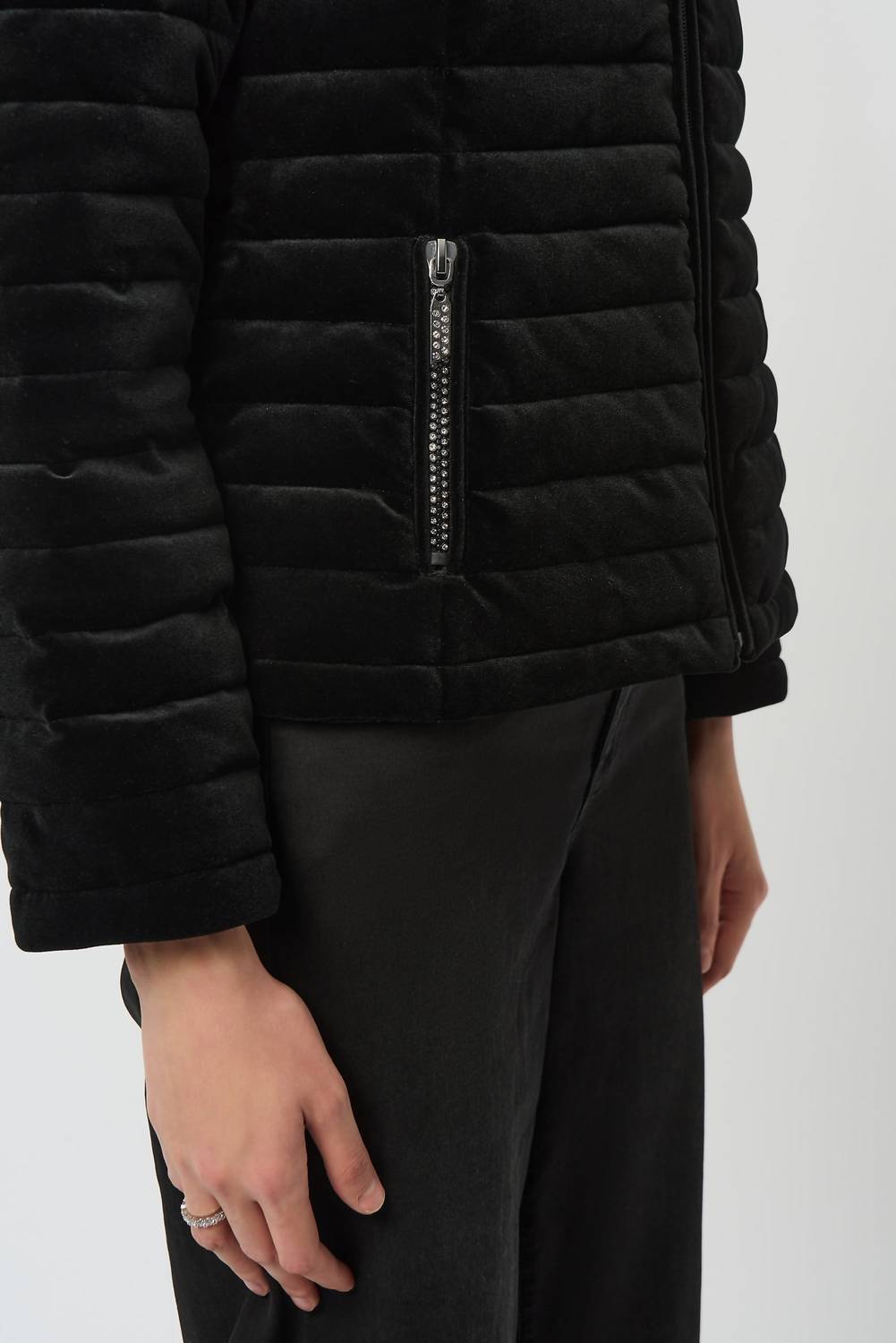 Joseph Ribkoff - Velvet Faux Fur Puffer Jacket