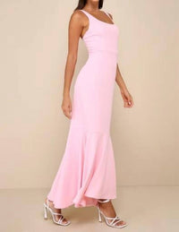 Lulus - Romantic Destiny Square Neck Trumpet Maxi Dress