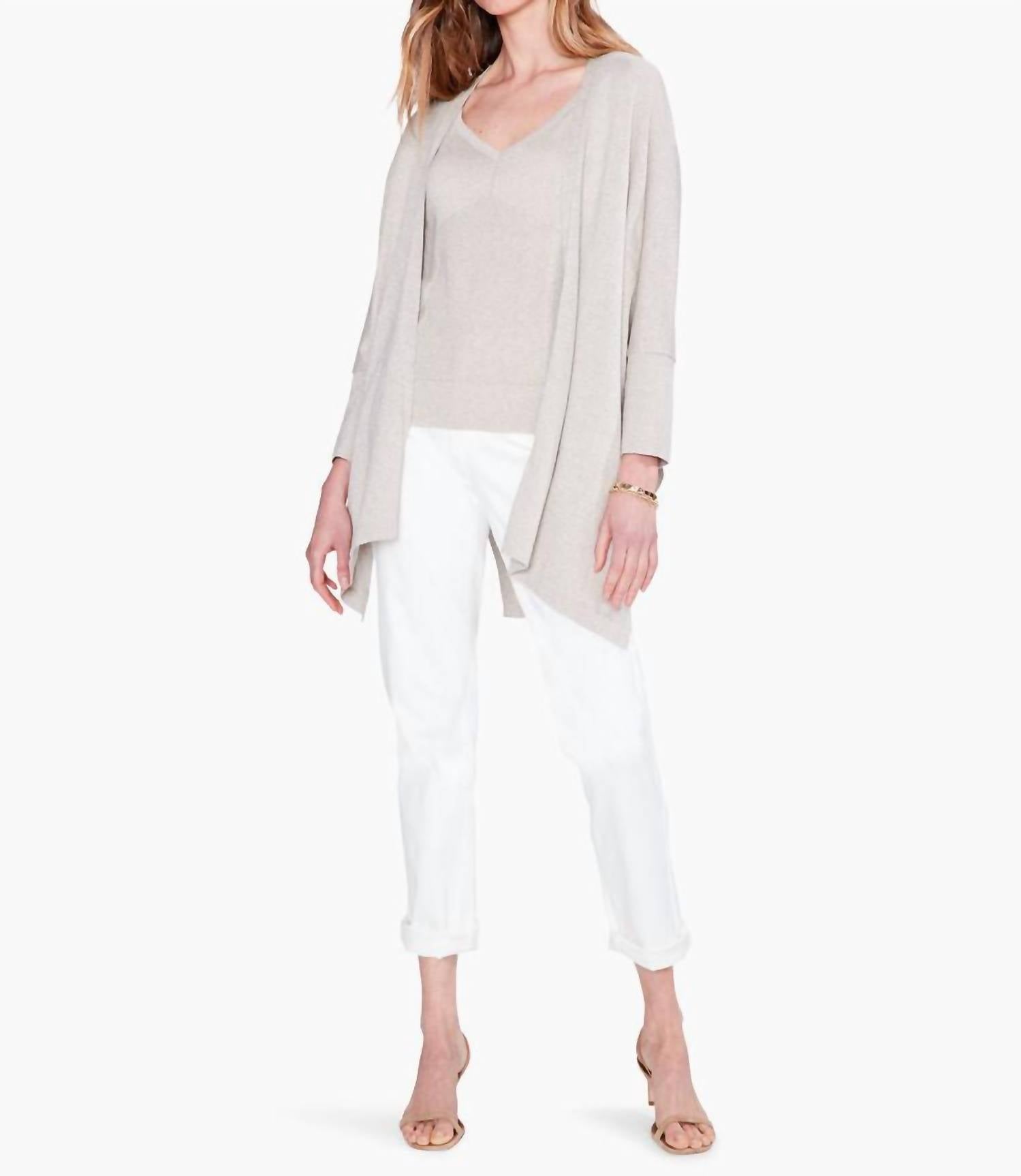 Nic + Zoe Lilith Lurex Cover Up Cardigan in sandshell 1 - women's cardigan - view 4