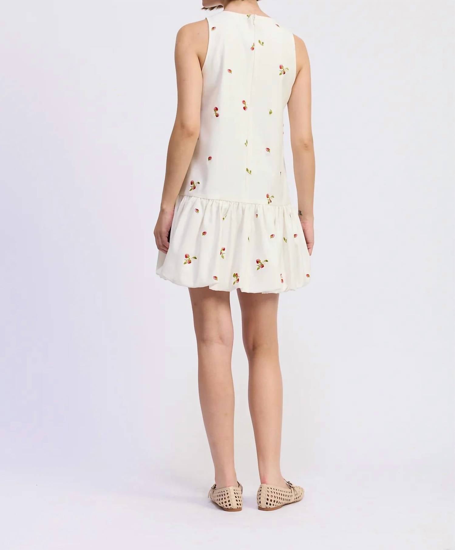 En Saison - Women's Strawberry Kiss Bubble Hem Mini Dress