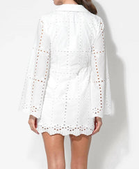 adelyn rae Bella Wrap Eyelet Dress in white - women's dress - detail view