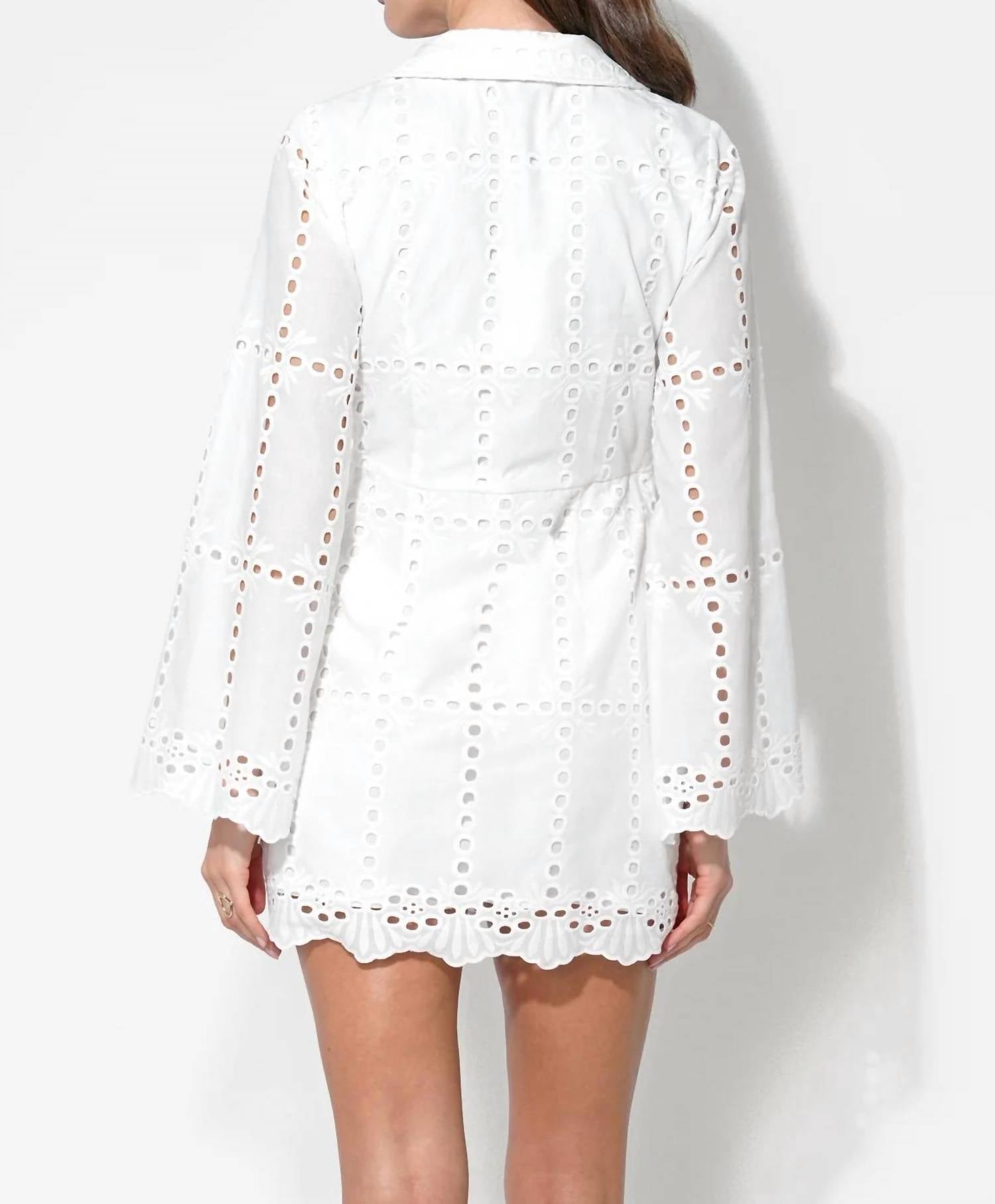 adelyn rae Bella Wrap Eyelet Dress in white - women's dress - detail view