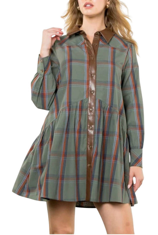 Thml - Plaid And Leather Dress