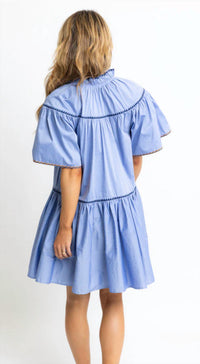 Karlie - V-neck Contrast Trim Tier Dress