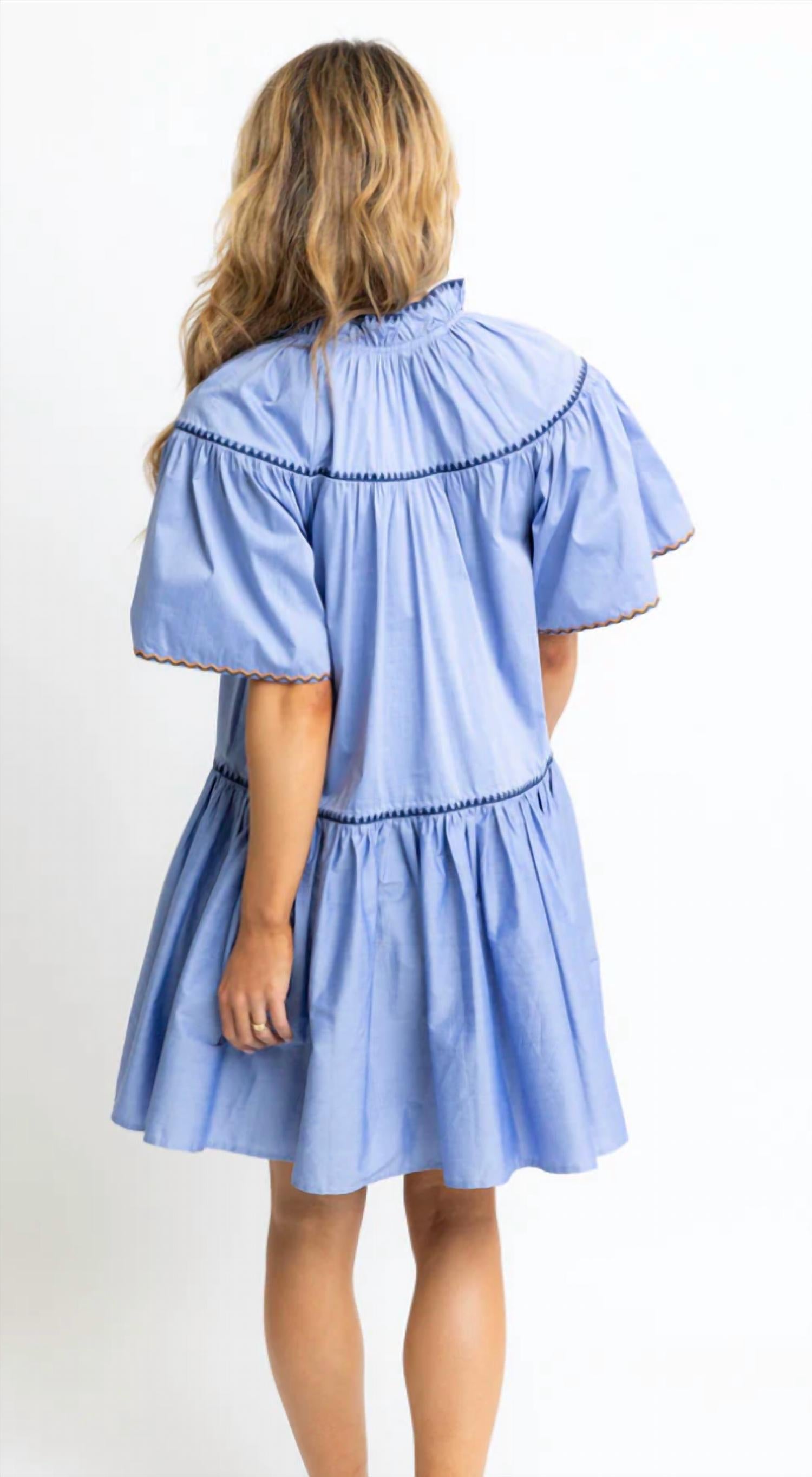 Karlie - V-neck Contrast Trim Tier Dress