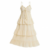 In February - Call For Romance Ruffled Wool Dobby Maxi Dress