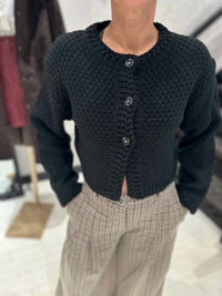 SAGE THE LABEL Odessa Waffle Stitch Cardigan in black - women's cardigan