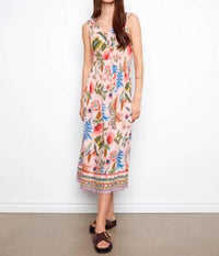 Charlie B - Smocked Printed Viscose Midi Dress