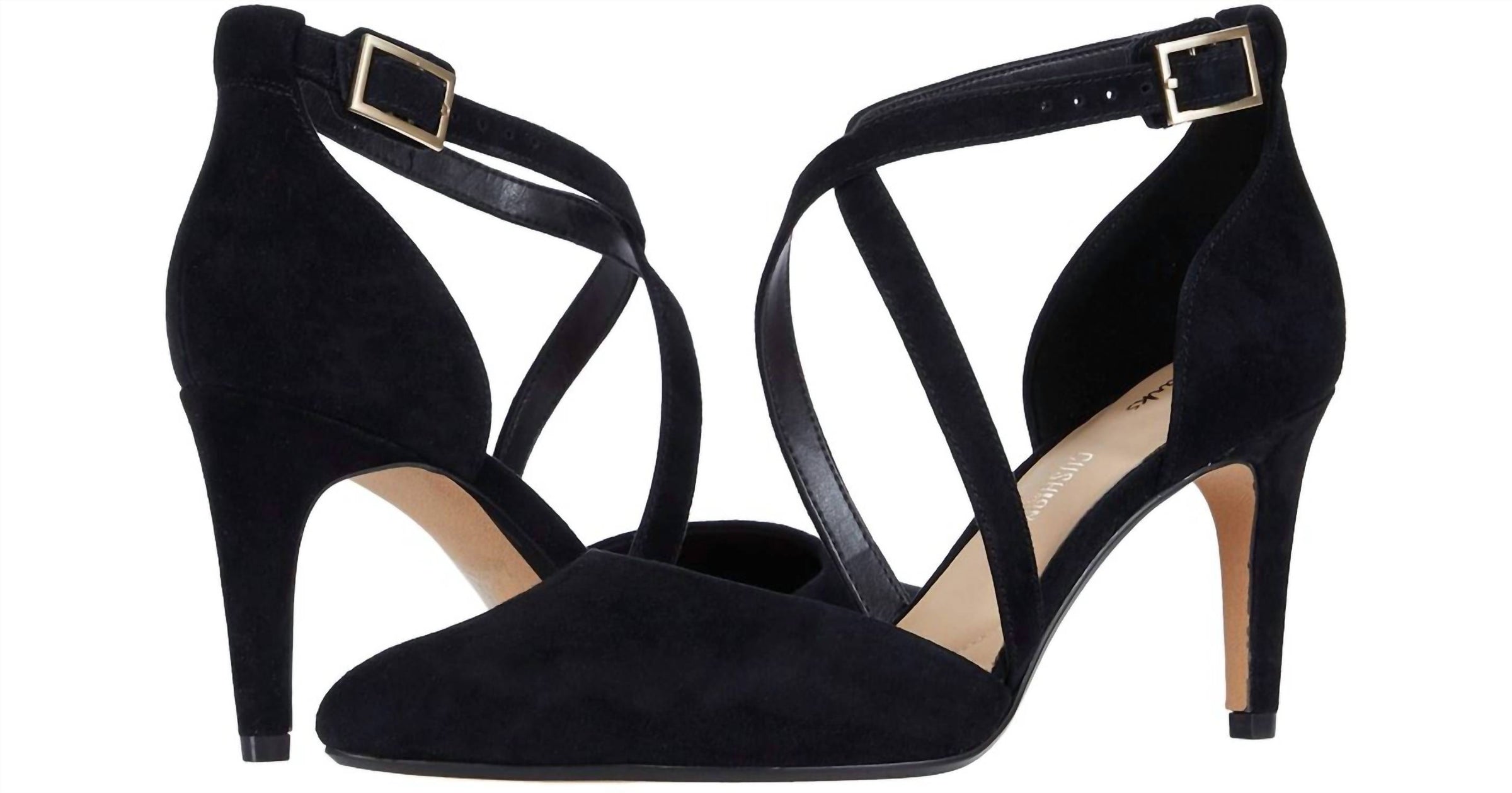 Clarks Women's Laina 85 Cross Heels in black suede - women's heels - view 6