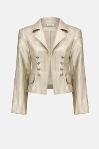Joseph Ribkoff - Leatherette Notched Collar Fitted Jacket