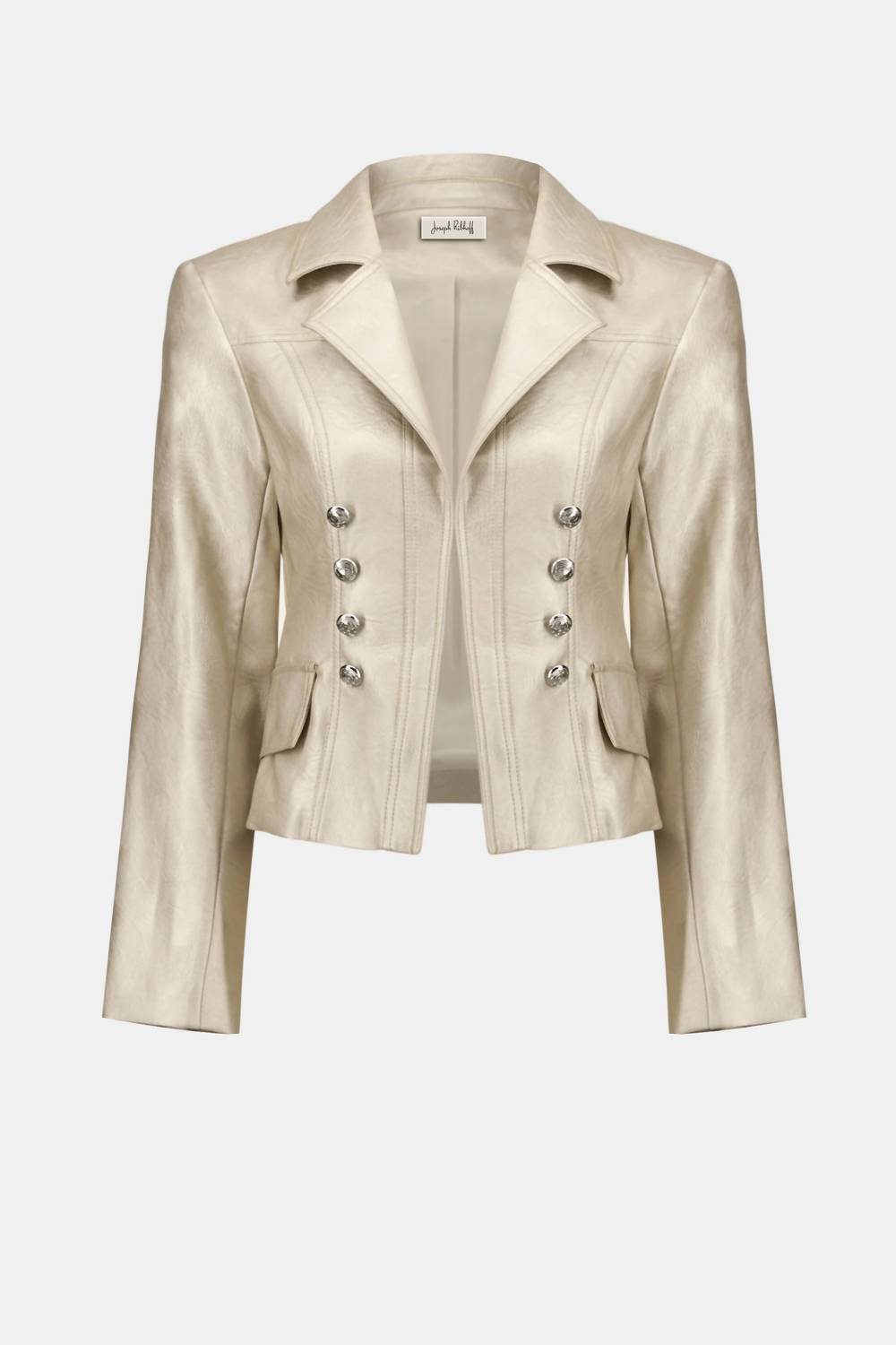 Joseph Ribkoff - Leatherette Notched Collar Fitted Jacket