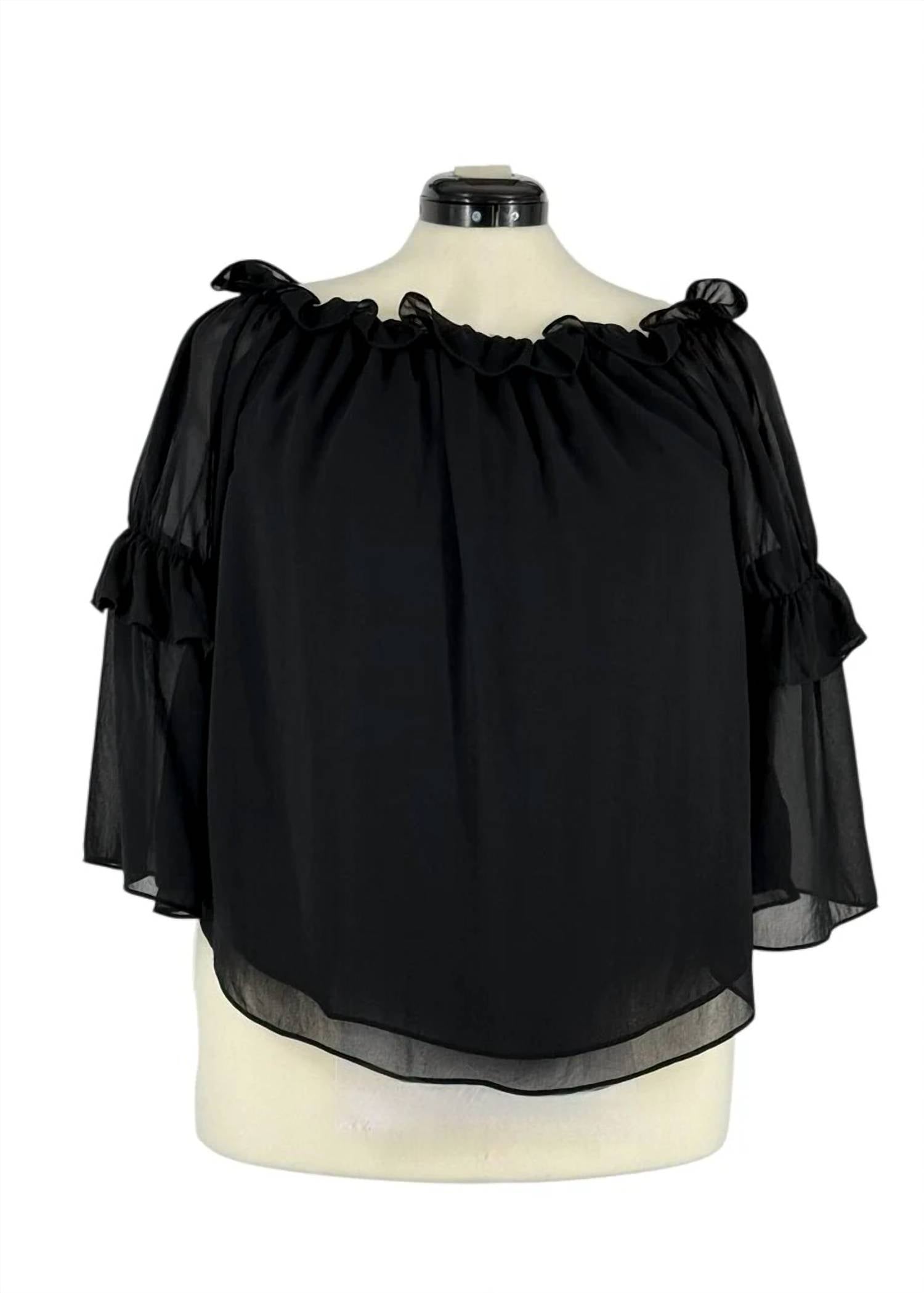 Paula Ryan - Women's Ruffle Neck Off Shoulder Blouse