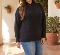 Karen Kane Shawl Collar Sweater - Plus in black - women's sweater - view 4