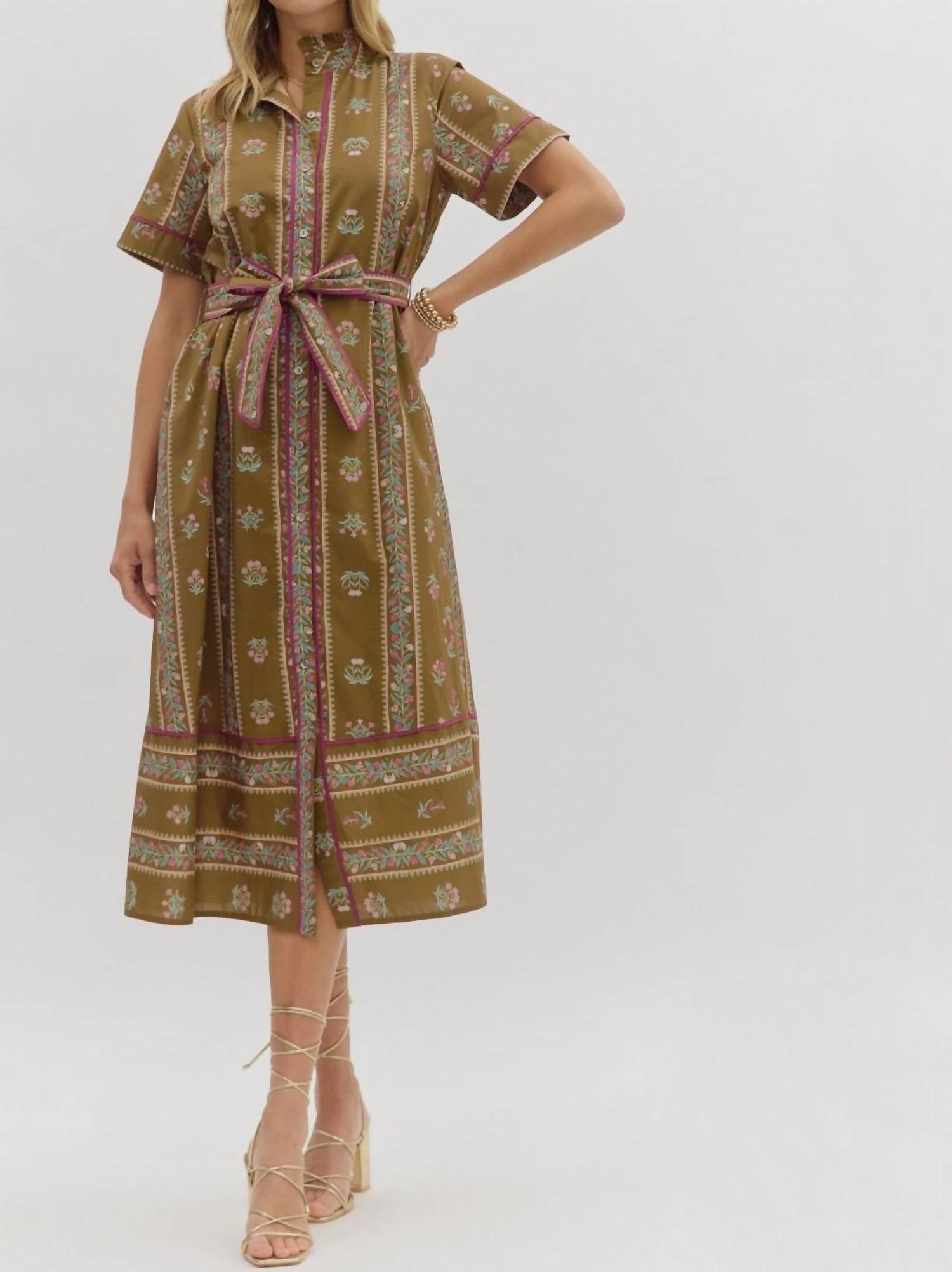 Entro - Floral Trellis Midi Dress