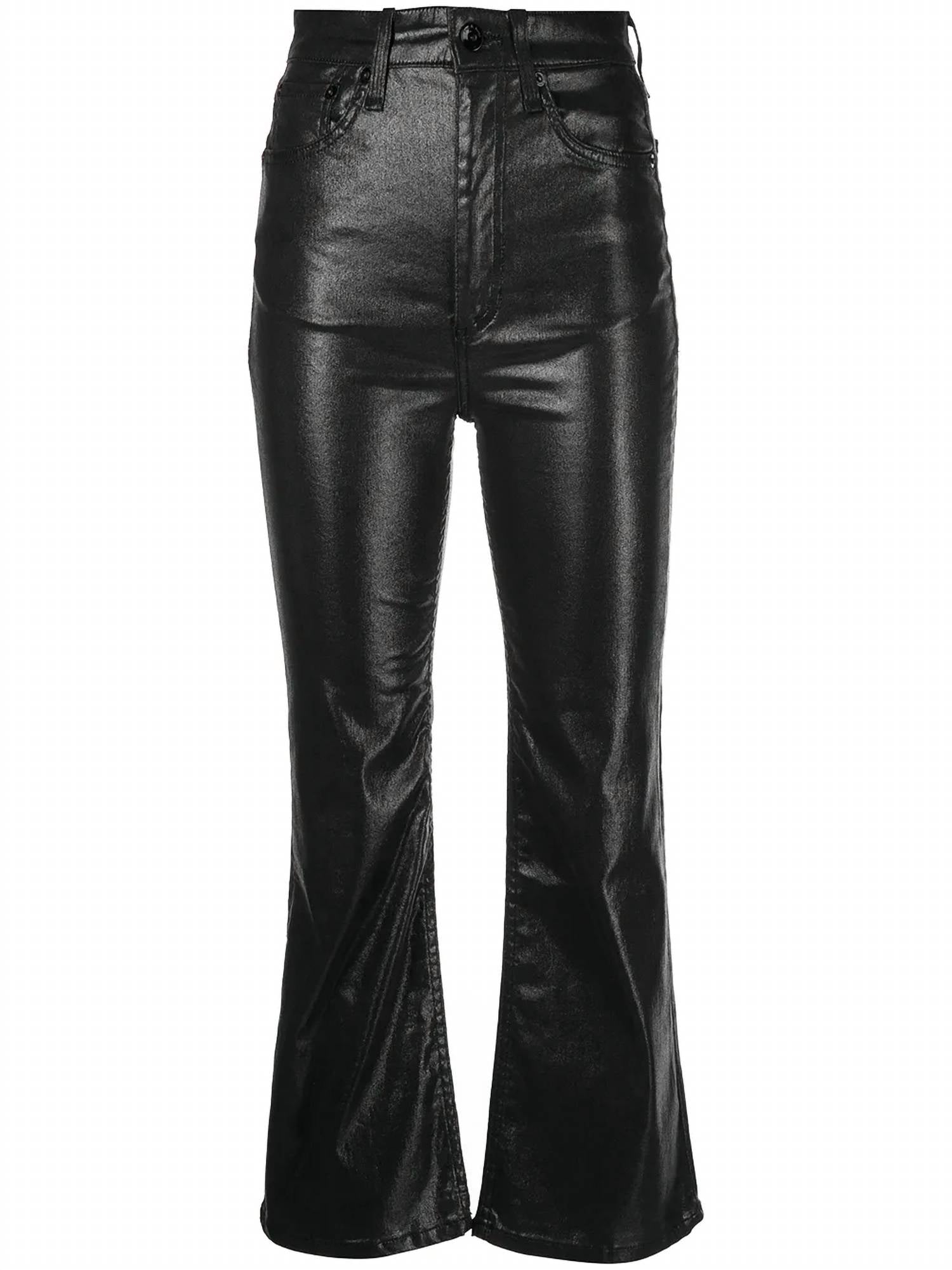 Rag & Bone Women's Casey High Rise Ankle Flare Jeans in coated black - women's jeans