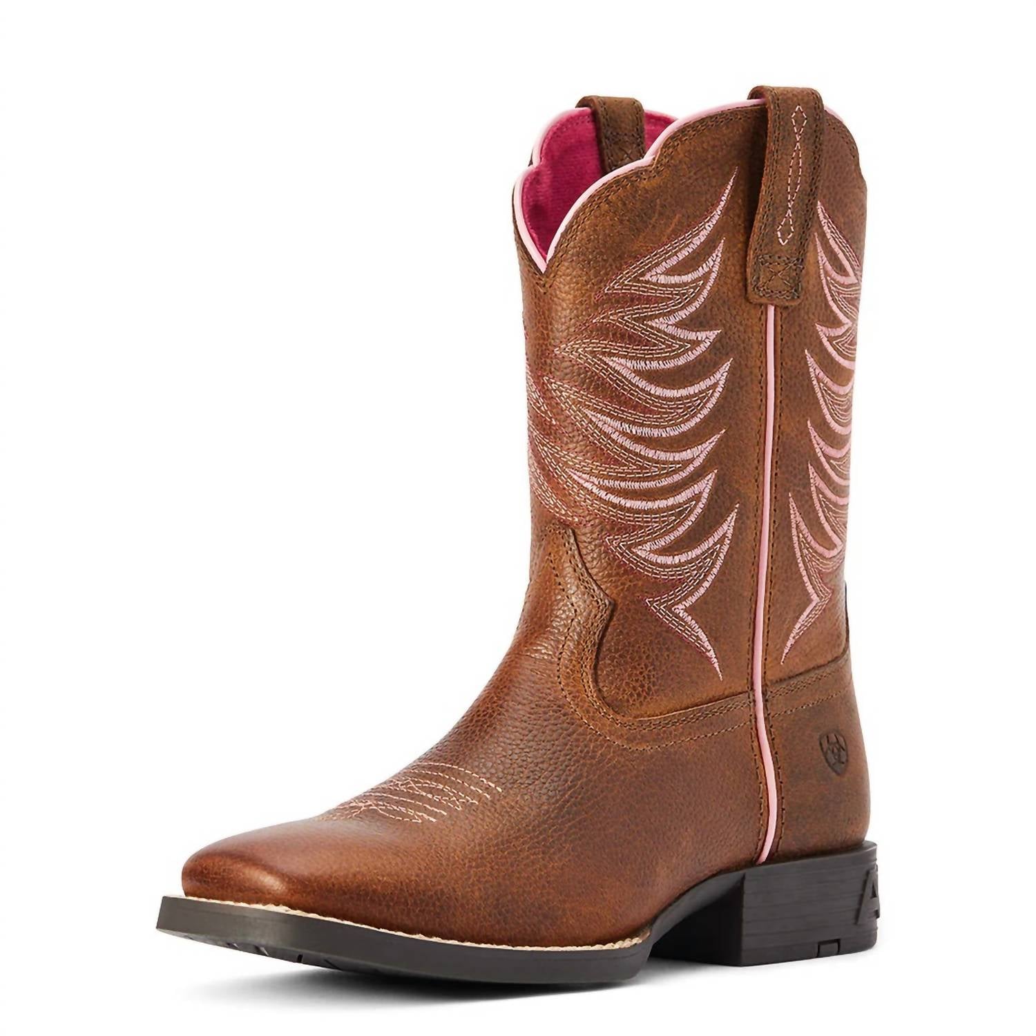 ARIAT Girls Youth Firecatcher Boot in rowdy brown - kids' boots - detail view