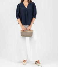 cinq a sept Weldon Top in navy - women's blouse - detail view