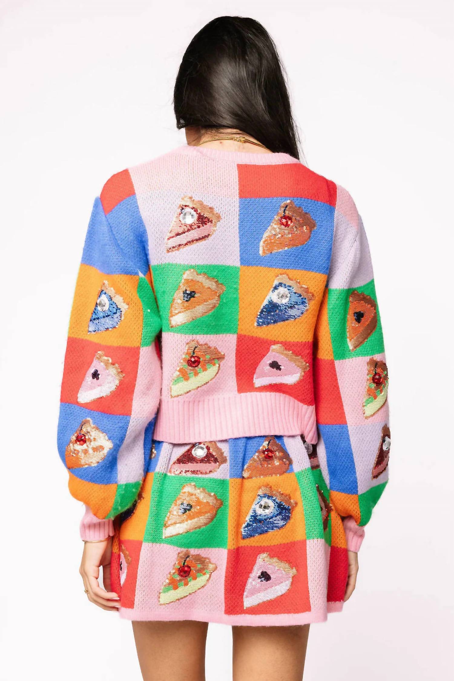 Queen Of Sparkles - Rainbow Colorblock Piece Of Pie Button Up Sweater
