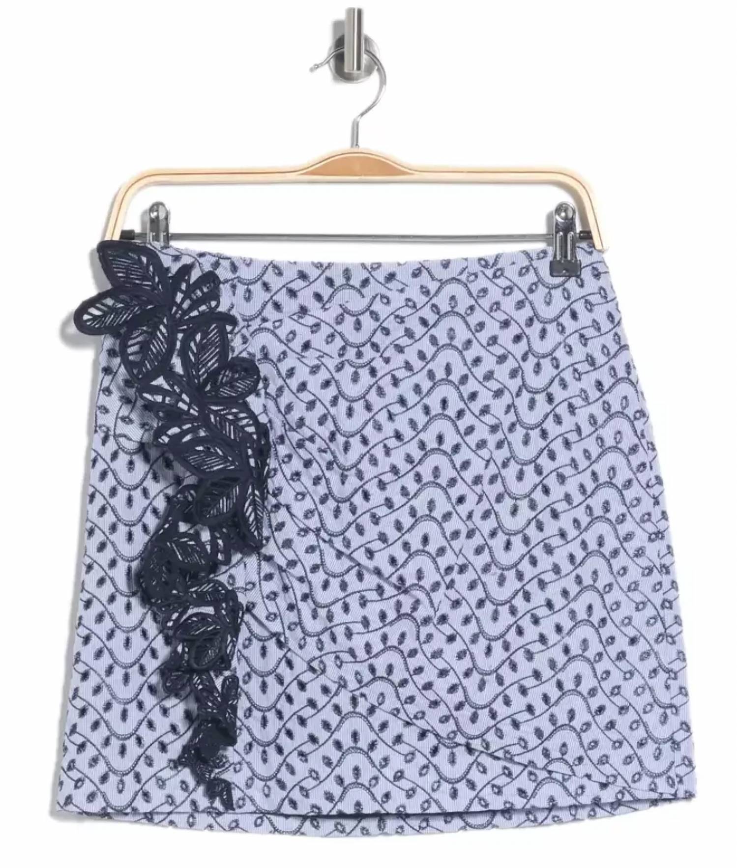 Derek Lam 10 Crosby - Lanah Embroidered Ruched With Lace Trim Skirt