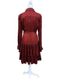 Current Air - Women's Long Sleeve Tiered Pleats Shirt Dress