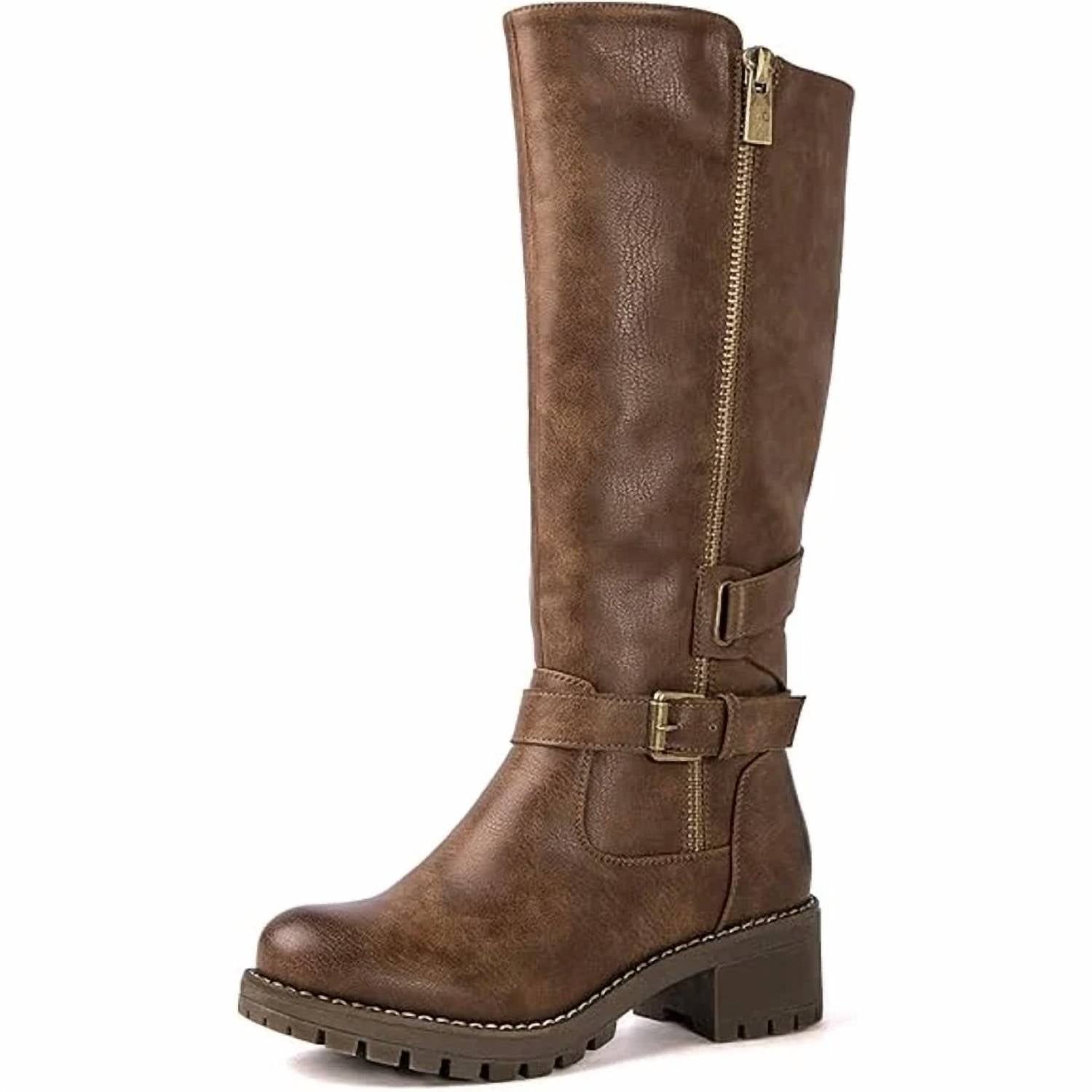 Globalwin - Women's Knee High Chunky Low Heel Boots