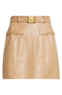 L'Agence - Yvette Belted Faux Leather Mini Skirt