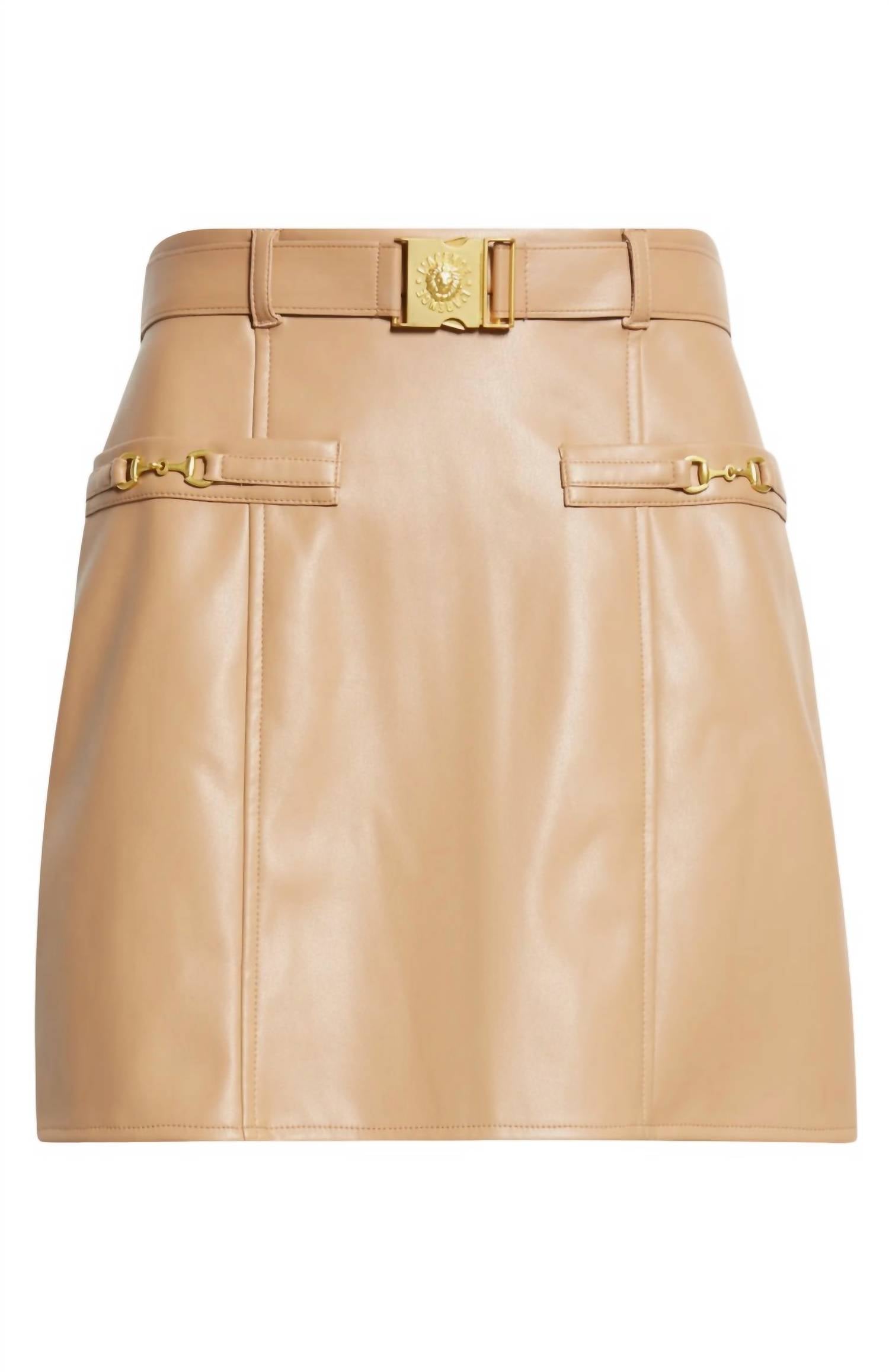L'Agence - Yvette Belted Faux Leather Mini Skirt