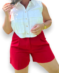 Double Zero Mid-length Bombshell Shorts in cherry - women's shorts - detail view