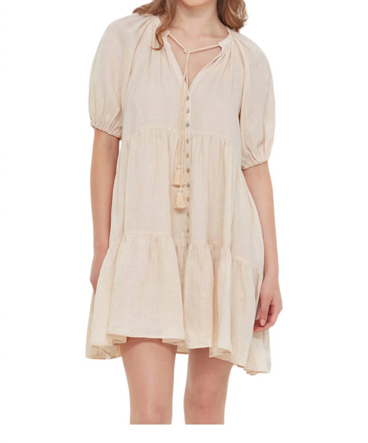 Dex - BUTTON FRONT TIERED MINI DRESS
