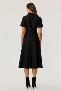 Toccin - Megan Short Sleeve Tie-front Midi Shirt Dress