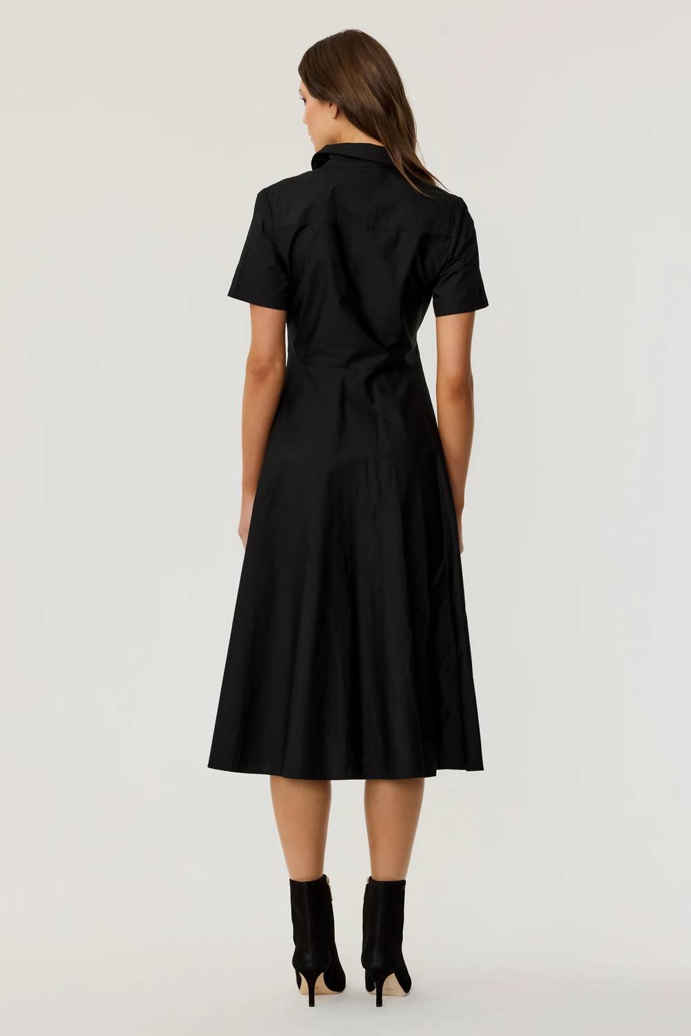 Toccin - Megan Short Sleeve Tie-front Midi Shirt Dress