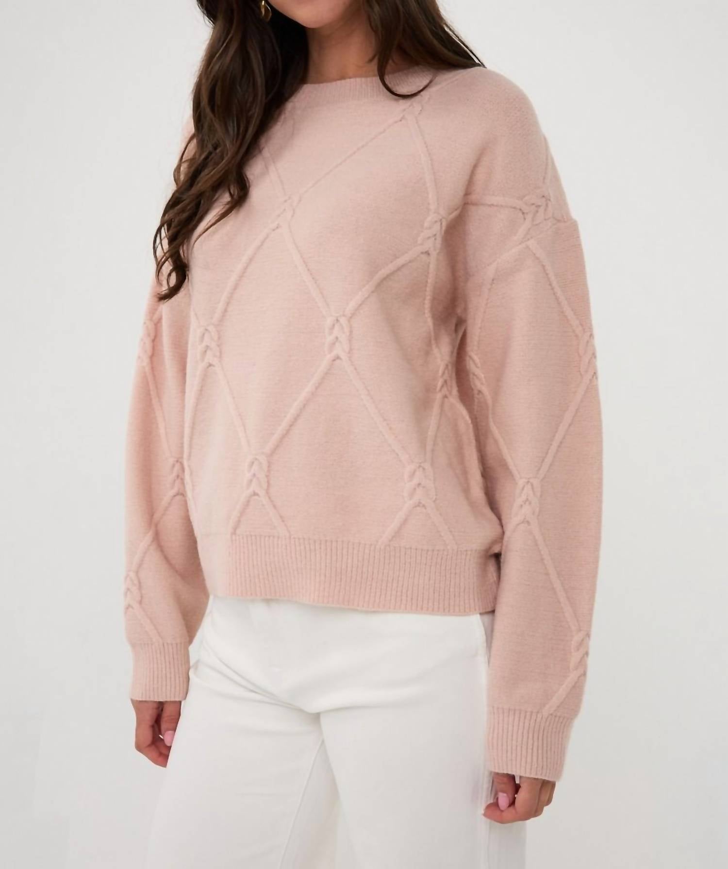 ESQUALO Amanda Cable Square Sweater in candy - women's cardigan - alternate view
