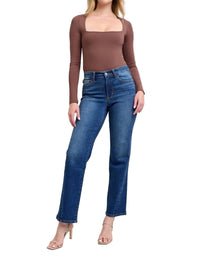 Judy Blue - Mid Rise Side Seam Detail Straight Jean