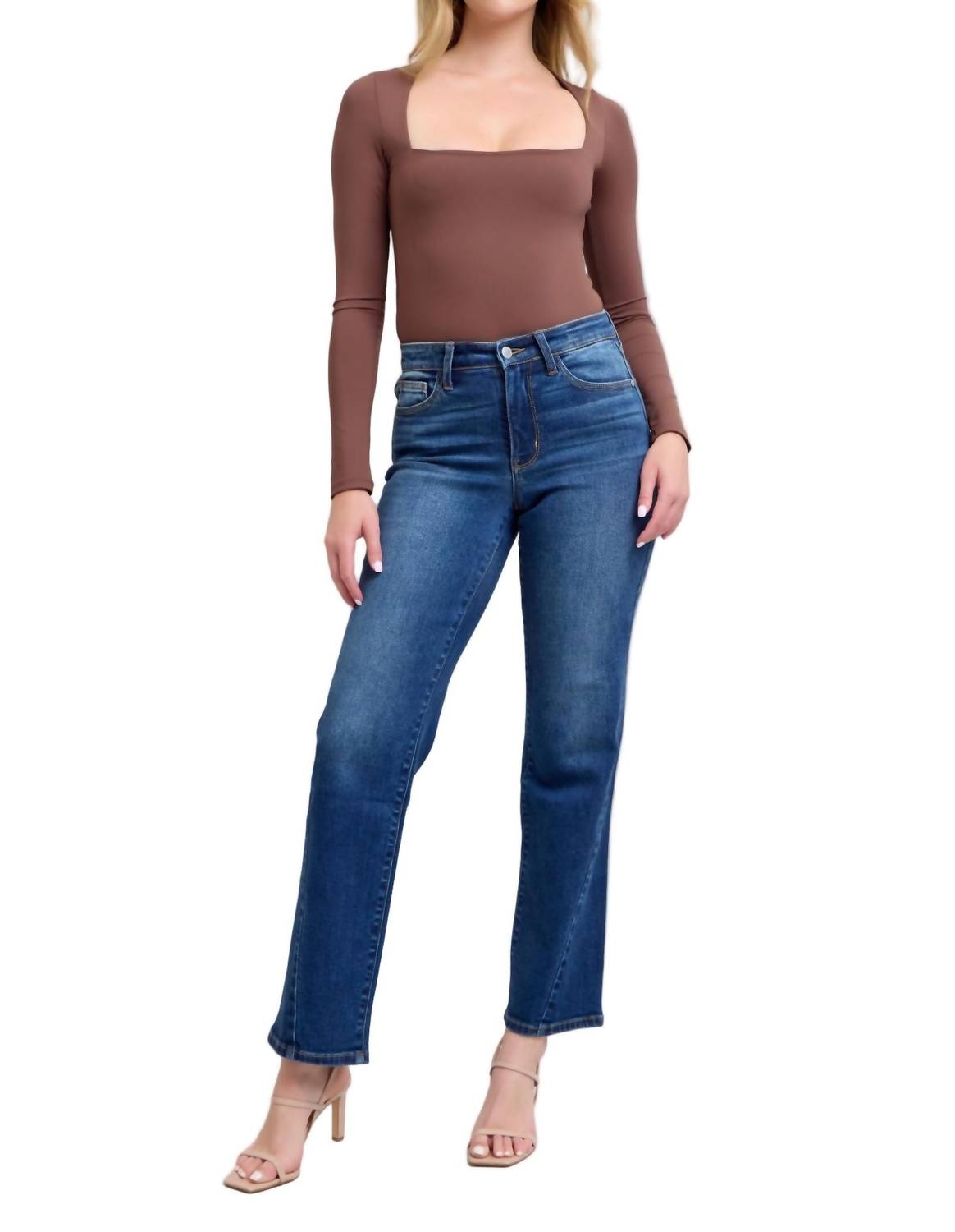 Judy Blue - Mid Rise Side Seam Detail Straight Jean