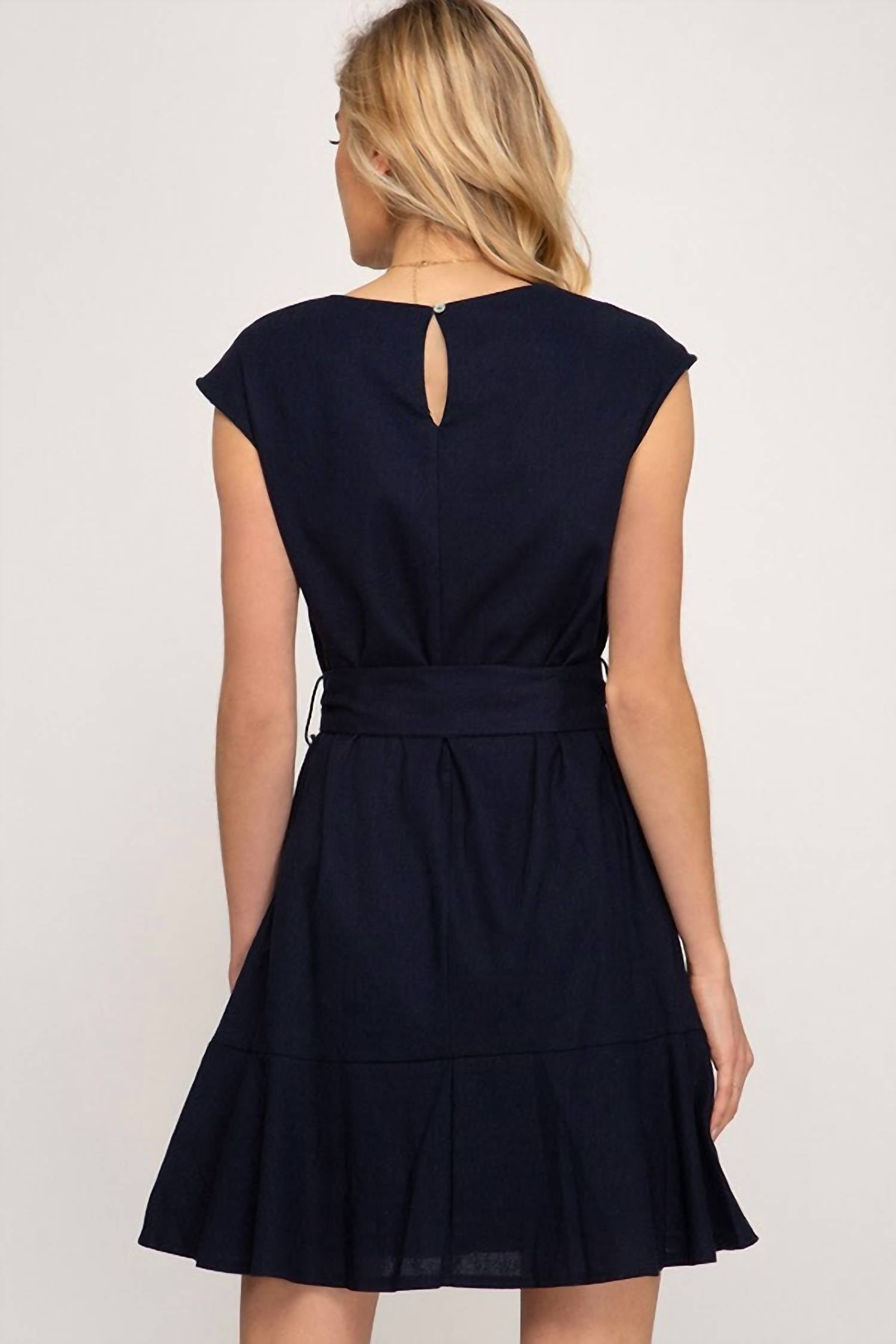 She + Sky - Woven With Waist Sash Dress